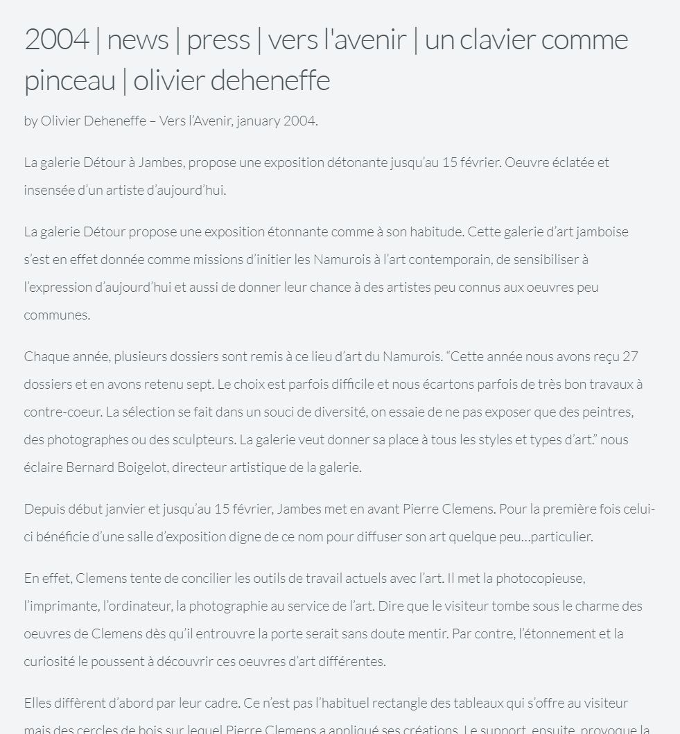 vers l'avenir | un clavier comme pinceau | olivier deheneffe