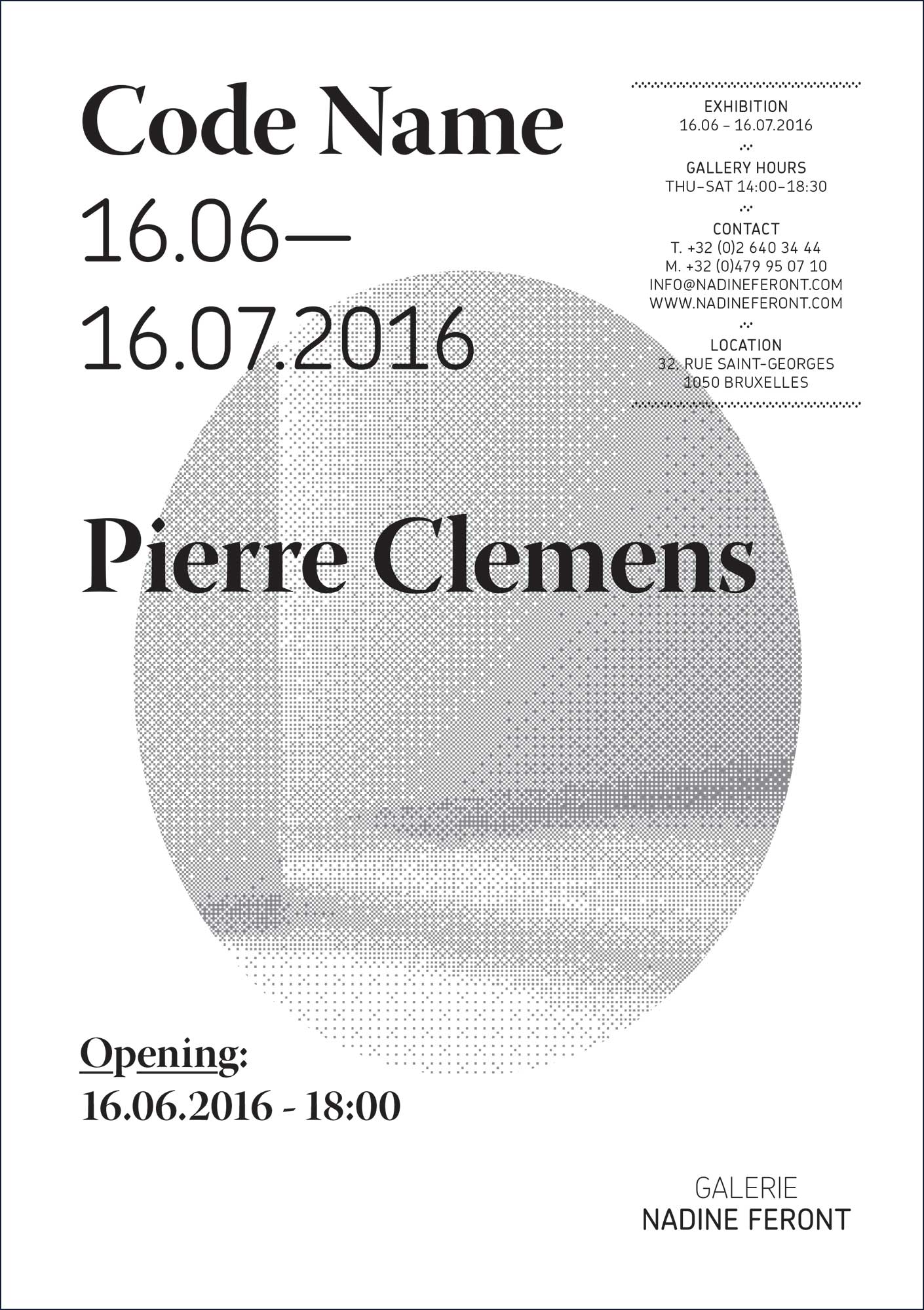 Pierre Clemens Code name Solo show 2016 Galerie Nadine Feront
