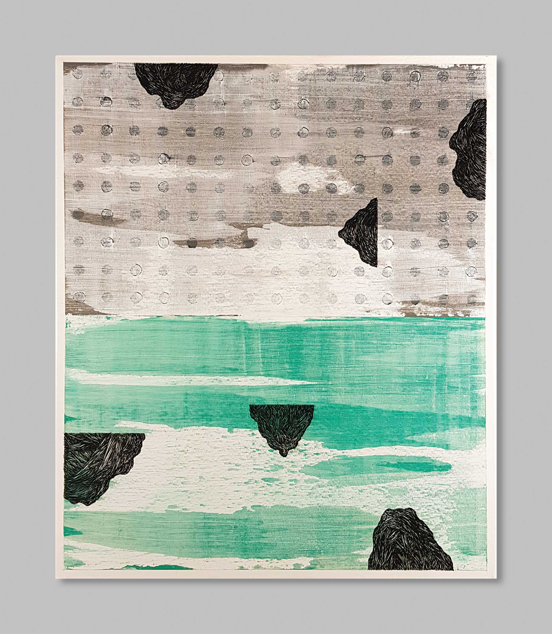 Pierre Clemens - Untitled (20220208) - 2022 - Ink and vinylic on canvas -50x60cm. (19.69 x 23.62 in.)