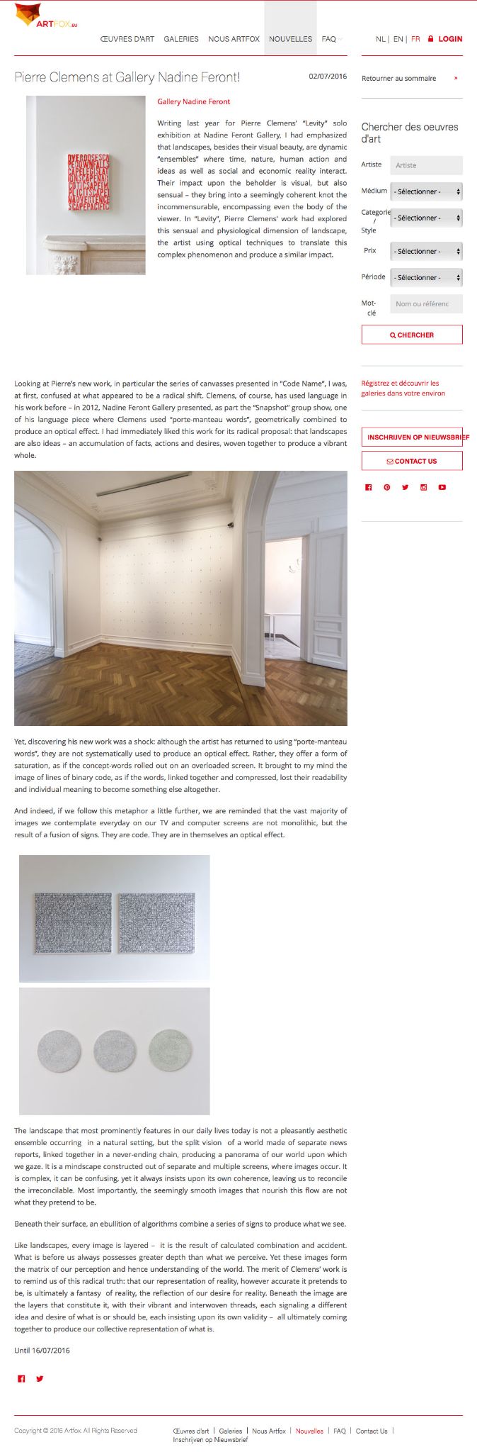 2016 - artfox magazine - soloshow code name