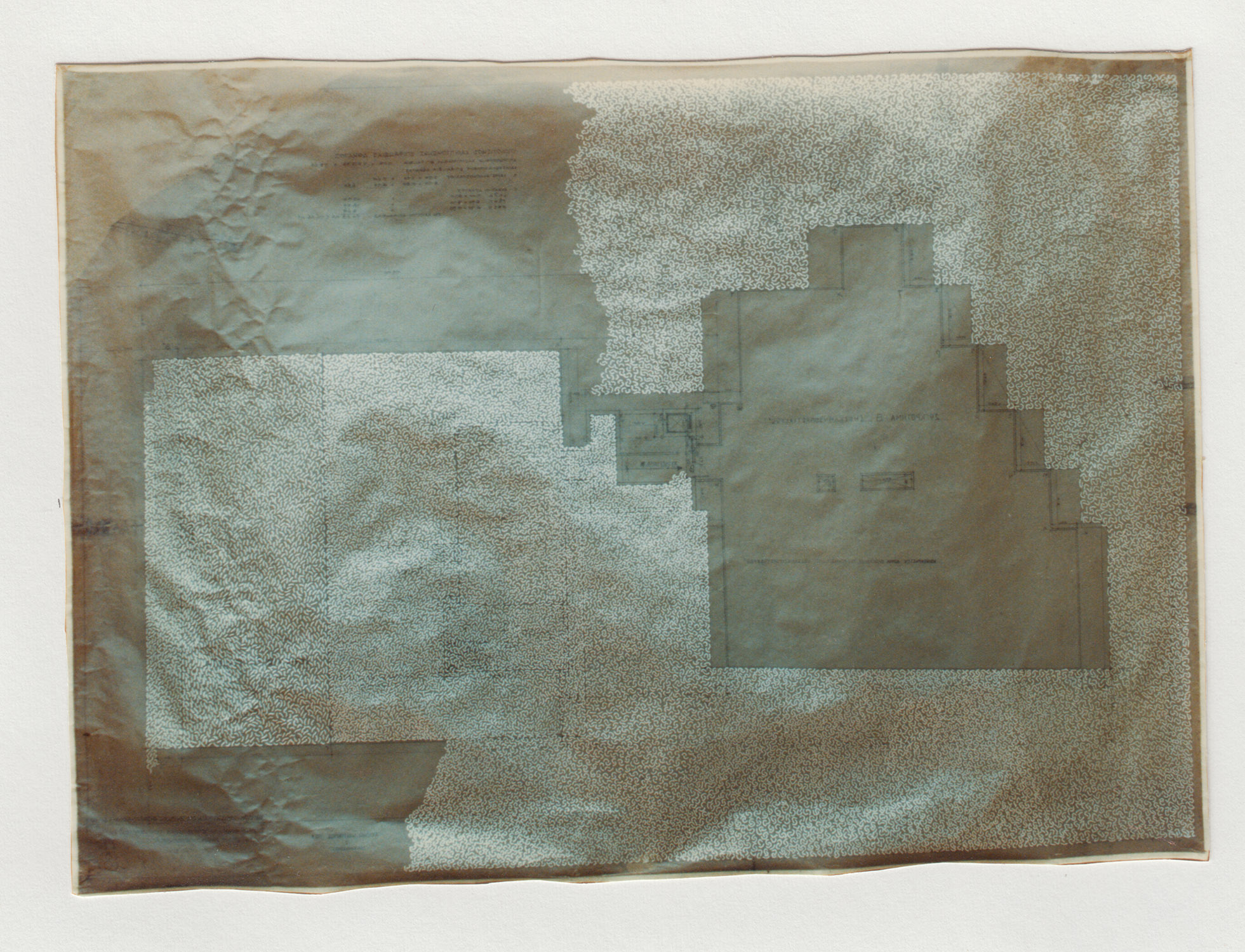 Pierre Clemens Contemporary art Brussels 1995 Par la main libre Feutre sur plan darchitecture 69 x 98 cm