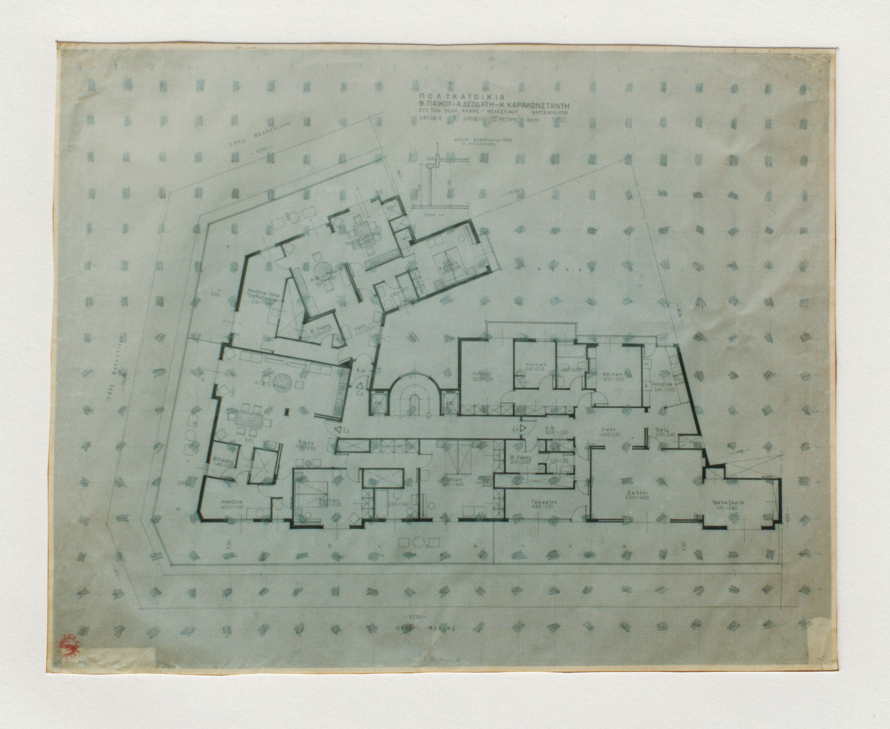 Pierre Clemens Contemporary art Brussels 1995 Plan par ligne Volcan Graphite sur plan darchitecture 73 x 92 cm