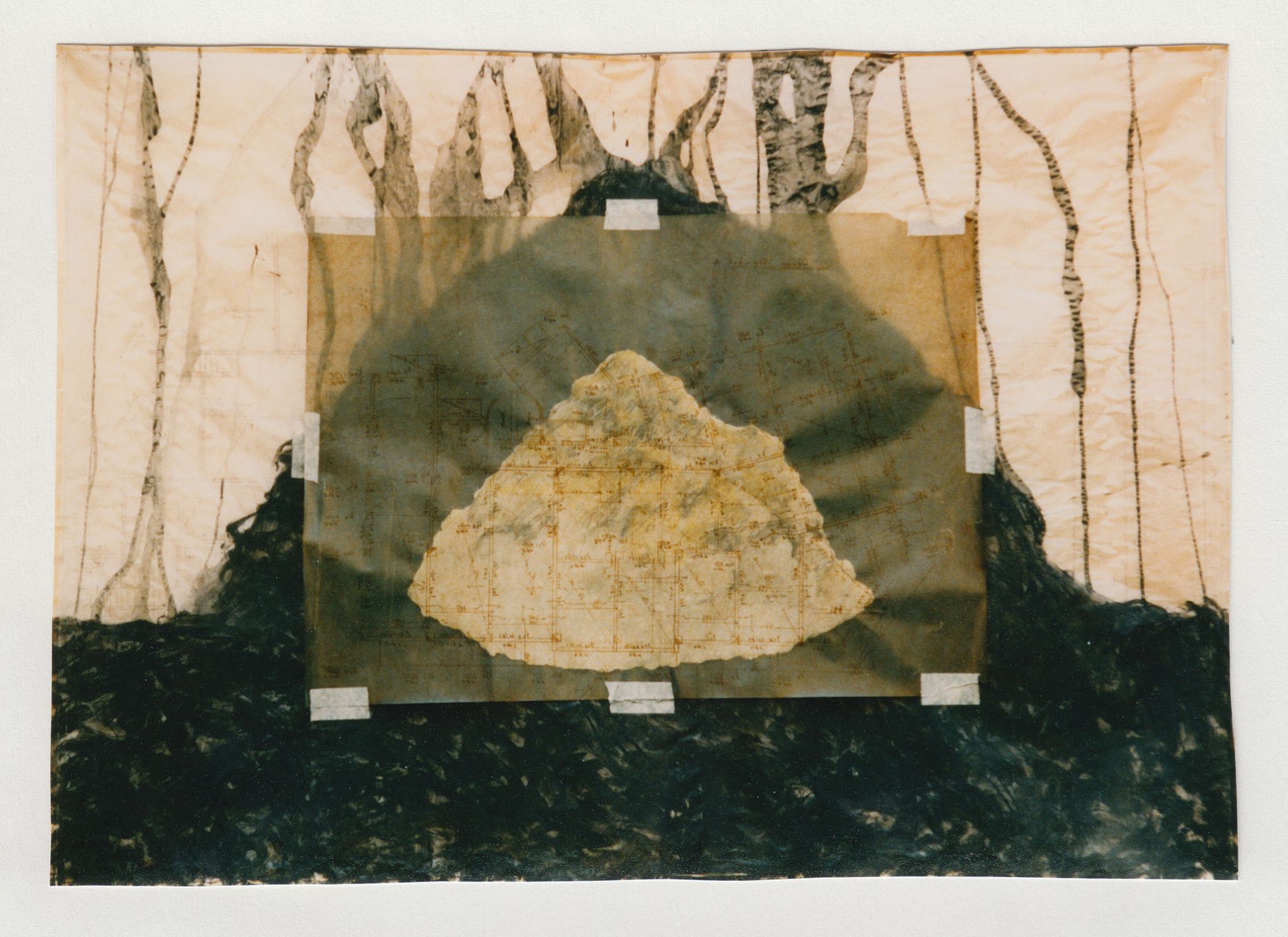 Pierre Clemens Contemporary art Brussels Untitled 1995 Pastel sur plan darchitecture Athene 14