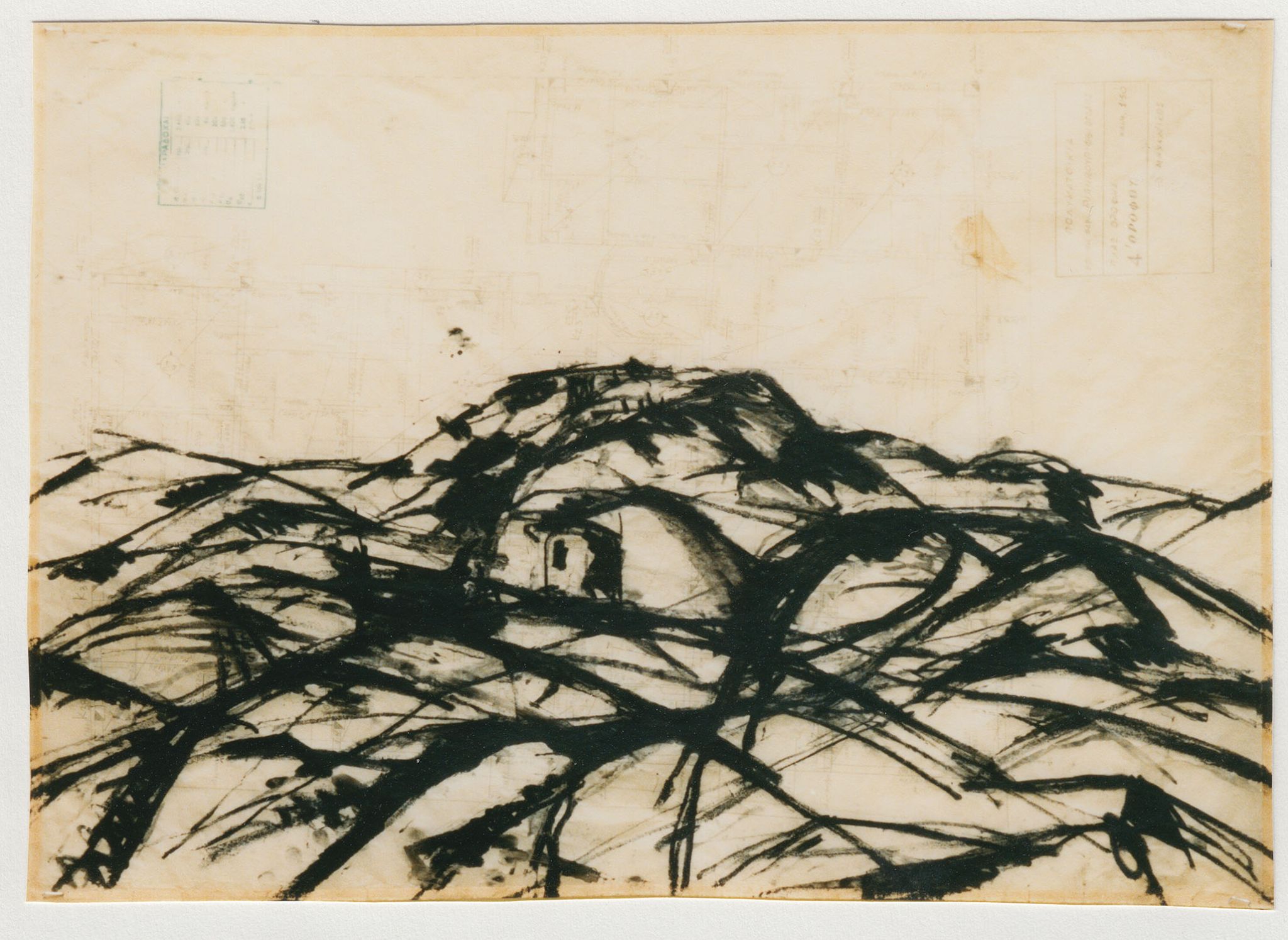 Pierre Clemens Contemporary art Brussels Untitled 1995 Pastel sur plan darchitecture Athene 3