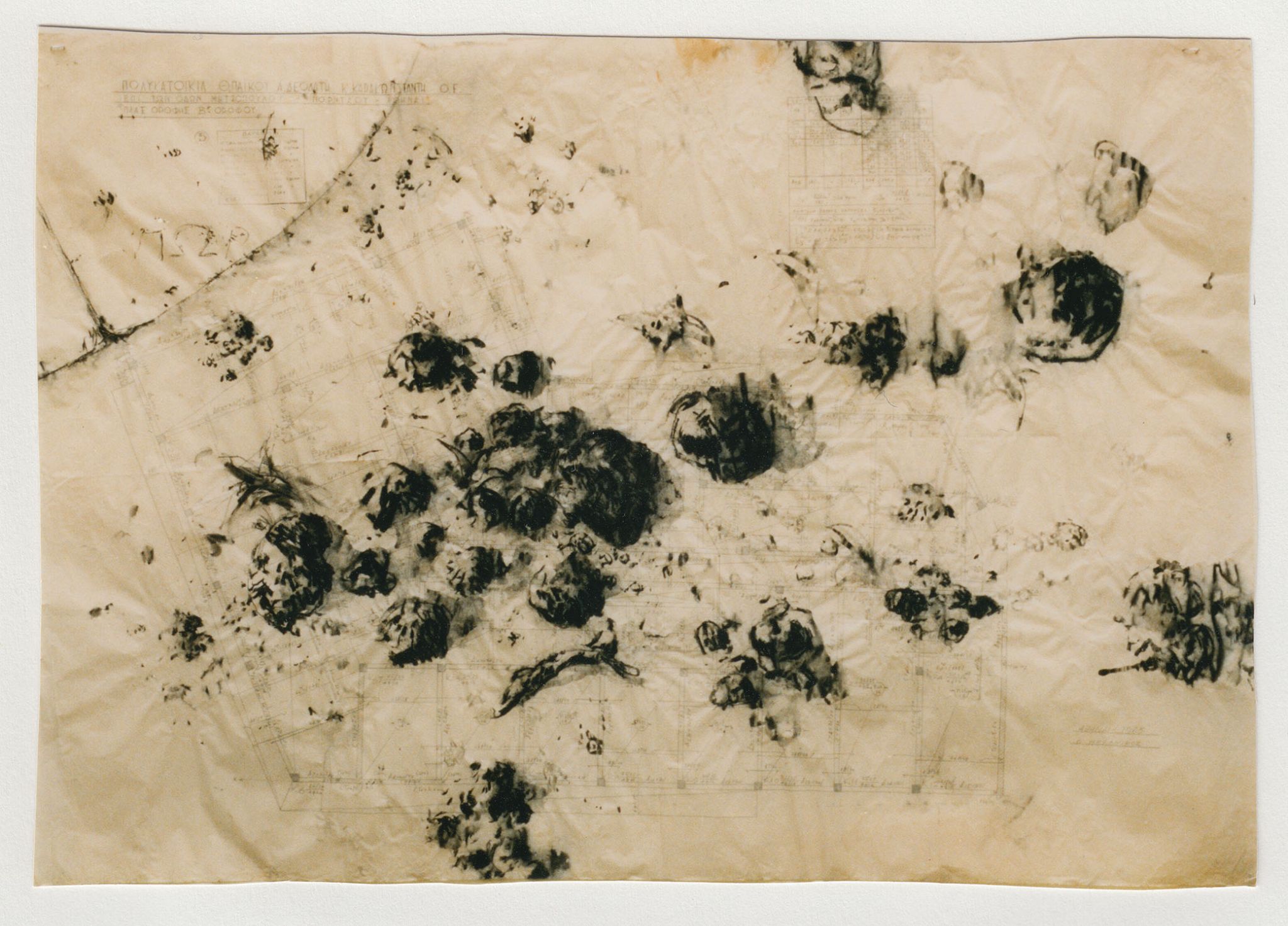 Pierre Clemens Contemporary art Brussels Untitled 1995 Pastel sur plan darchitecture Athene 5