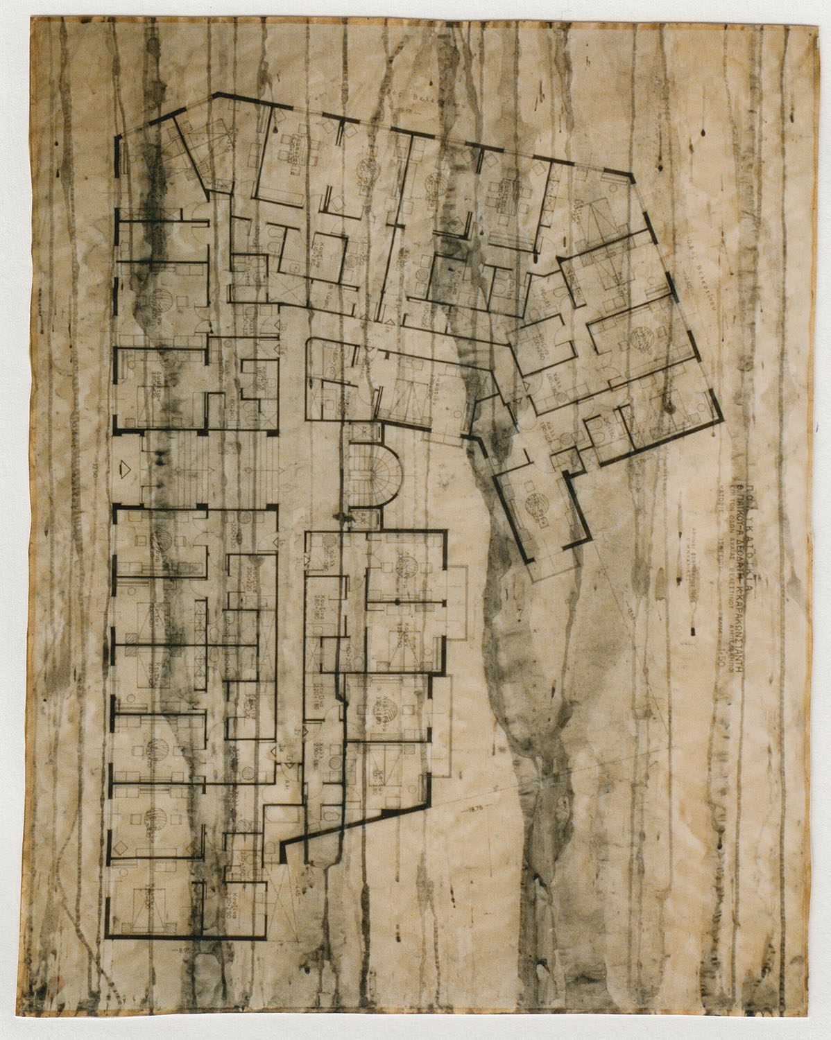 Pierre Clemens Contemporary art Brussels Untitled 1995 Pastel sur plan darchitecture Athene 9
