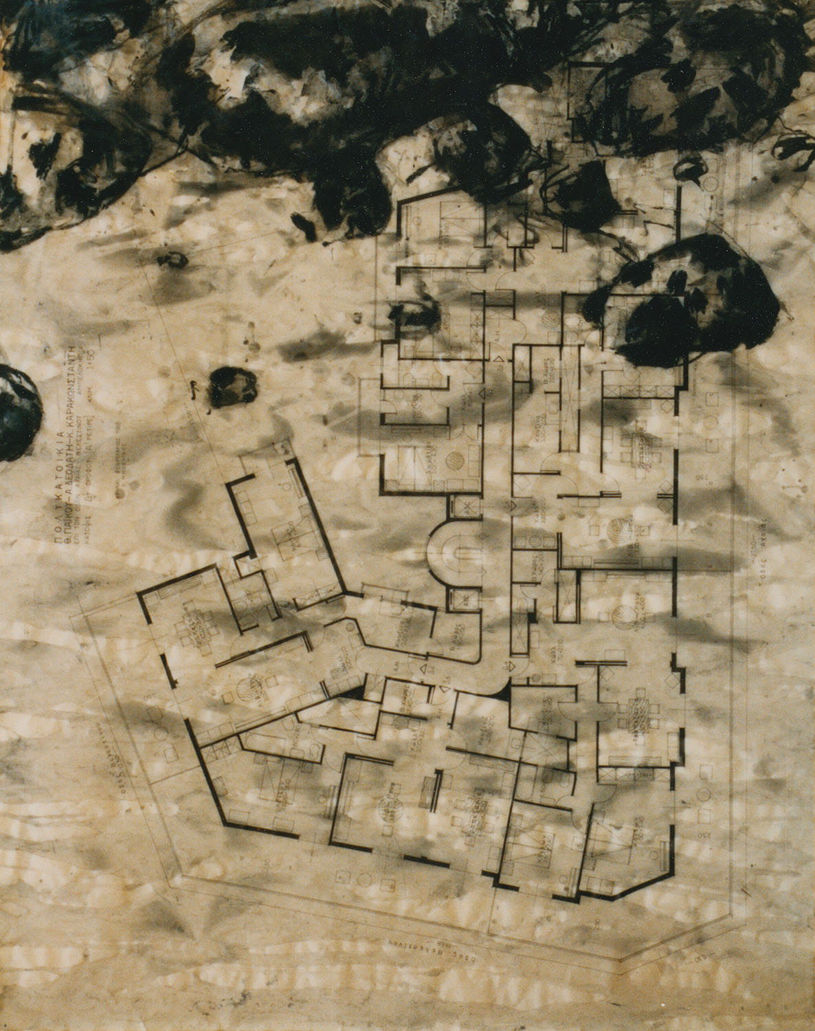 Pierre Clemens Contemporary art Brussels Untitled 1995 Pastel sur plan darchitecture Athene