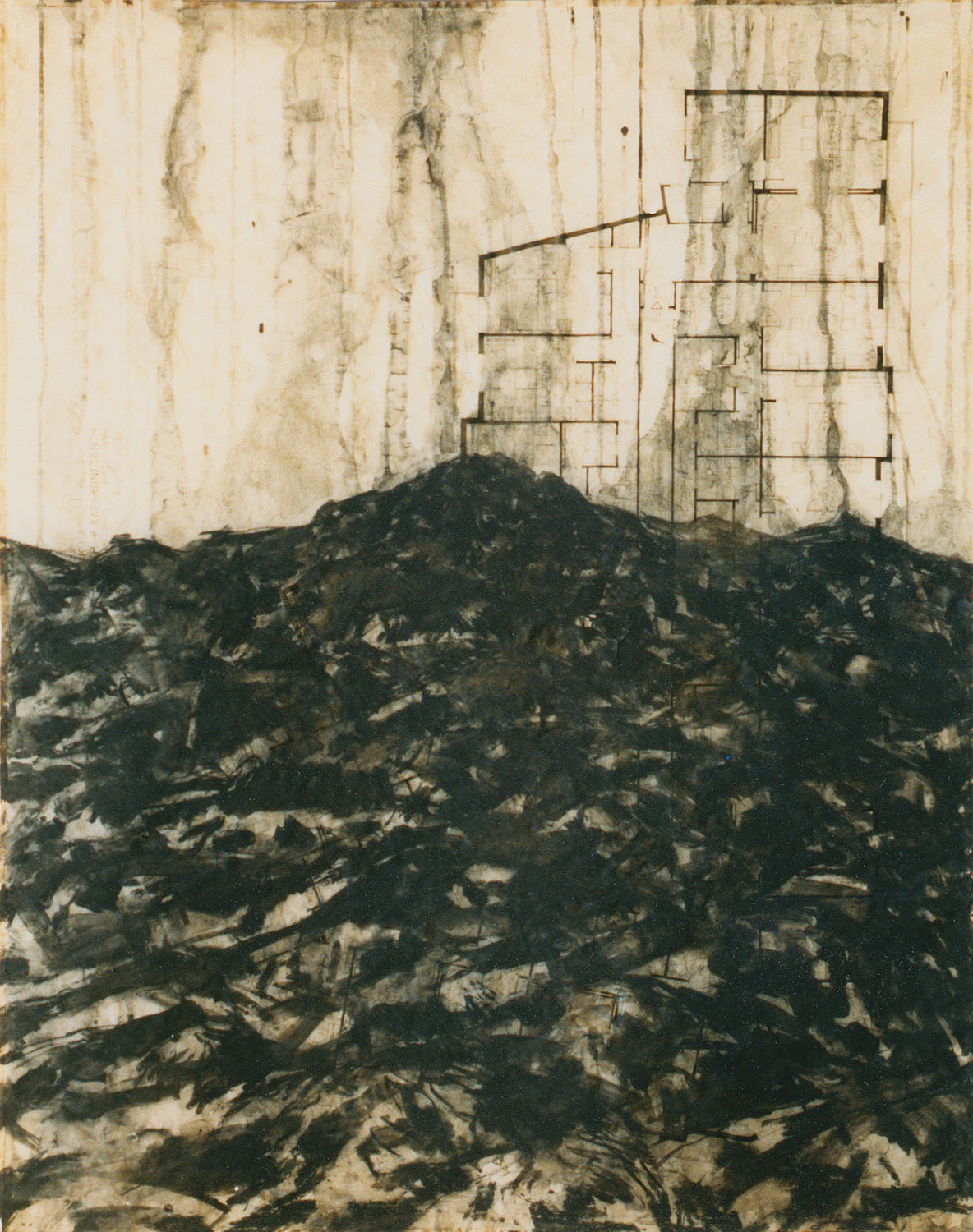 Pierre Clemens Contemporary art Brussels Untitled 1995 Pastel sur plan darchitecture Athene 002
