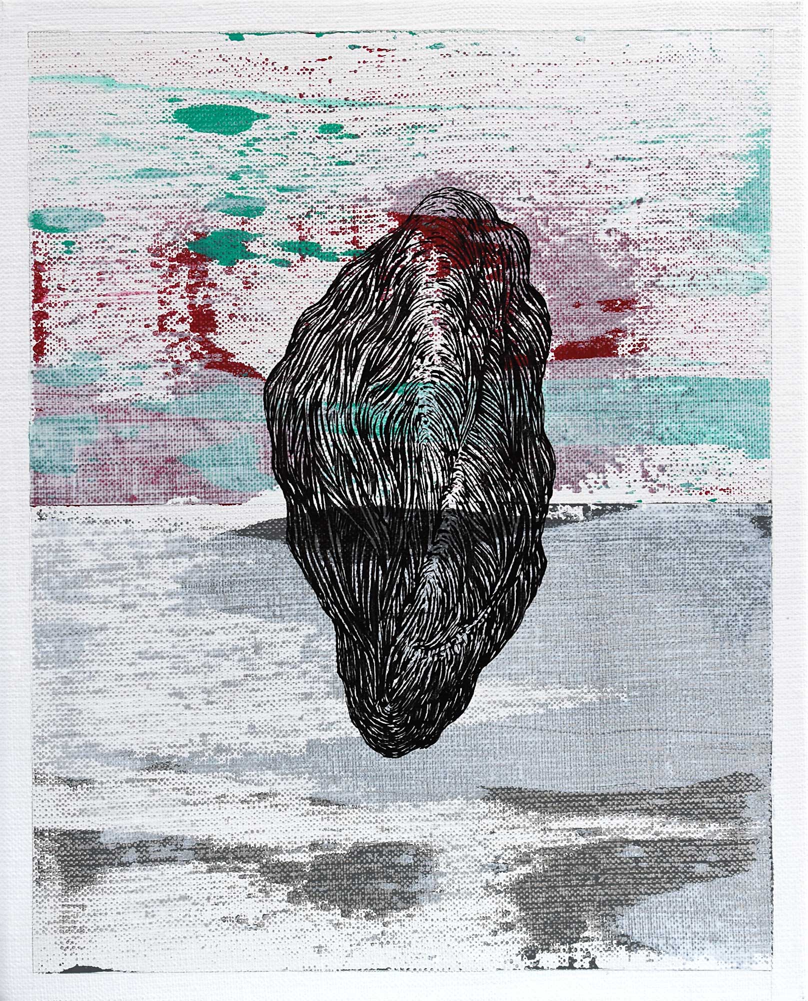 Pierre Clemens 20220911B Black ink and Vinylic on canvas 30x24cm 11 81x9 45 in